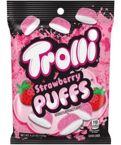 TROLLI STRAWBERRY PUFFS GUMMY CANDY 12/4.25 OZ