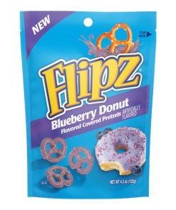 FLIPZ BLUEBERRY DONUT COVERED PRETZELS CHOCOLATE 6/4.3 OZ
